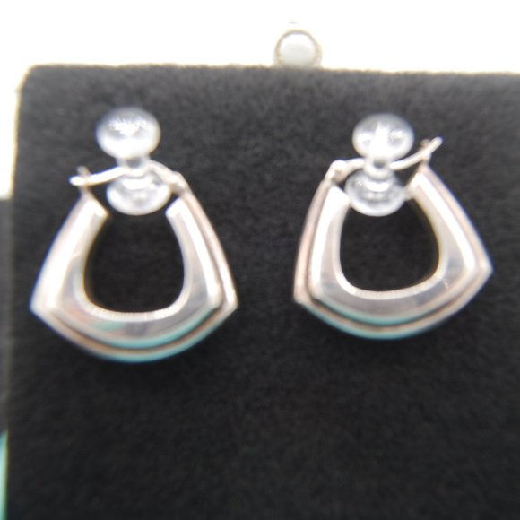 Silver "U" Shape Hoop Earrings (Unknown Metal Content) - Picture 5 of 5